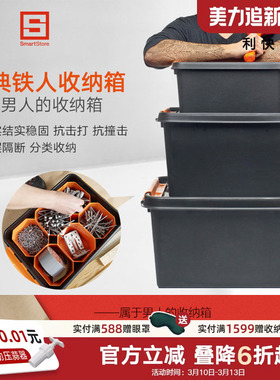利快瑞典进口SmartStore五金工具收纳箱多功能储物箱有盖整理筐盒