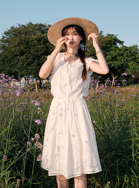 FUTURE BEATS 棉「舒芙蕾」上衣夏季法式飞袖捏褶短款娃娃衫上衣