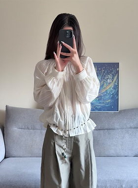 FUTURE BEATS 全棉极简设计易打理优雅气质领口抽绳衬衫