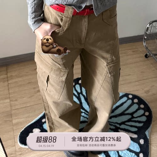 口袋工装复古宽松休闲直筒裤