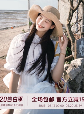 【现货】FUTURE BEATS 白色刺绣蕾丝圆领花边泡泡袖短款短袖小衫