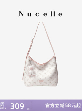 NU纽芝兰水桶包2026新款飞马老花腋下包上班通勤HOBO包单肩斜挎包
