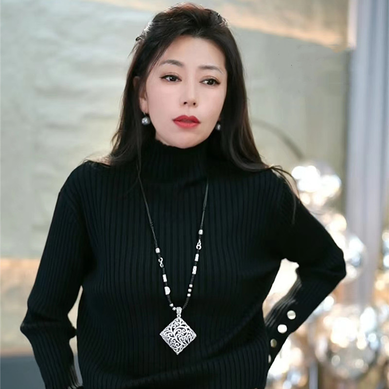 复古毛衣链新长款编织拉伸项链女四方来财百搭民族风抖音同款配饰