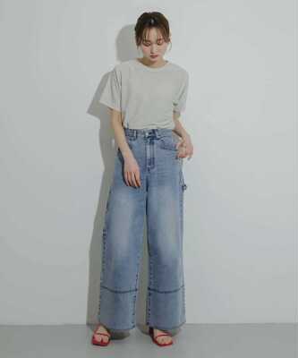 日单SENSE OF PLACE圆领纯色简单百搭细闪短袖T恤上衣