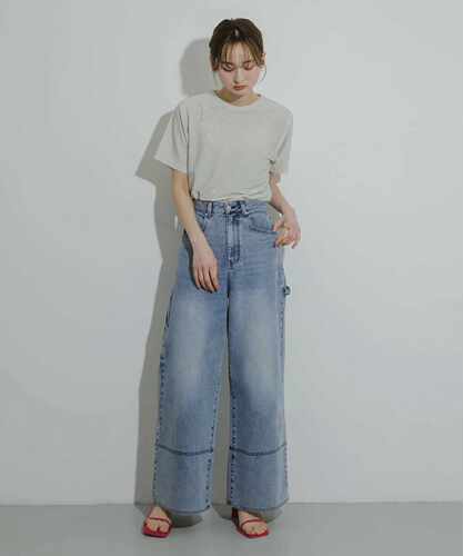 日单SENSE OF PLACE圆领纯色简单百搭细闪短袖T恤上衣