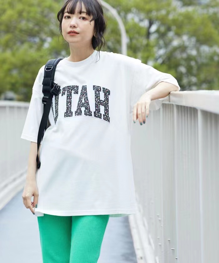 短袖休闲常规字母棉女士短袖