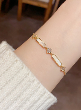 韩系气质时尚简约方形几何可调节手链精致轻奢小众设计手饰