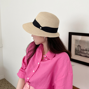 沙滩帽遮脸遮阳帽子渔夫帽太阳帽潮旅游帽休闲 防晒草帽女春夏季