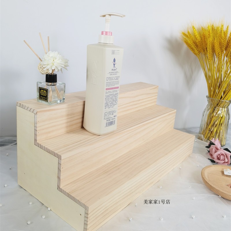 实木展示架收纳娃娃手办公仔陈列收纳架泡泡玛特化妆品直播展示架