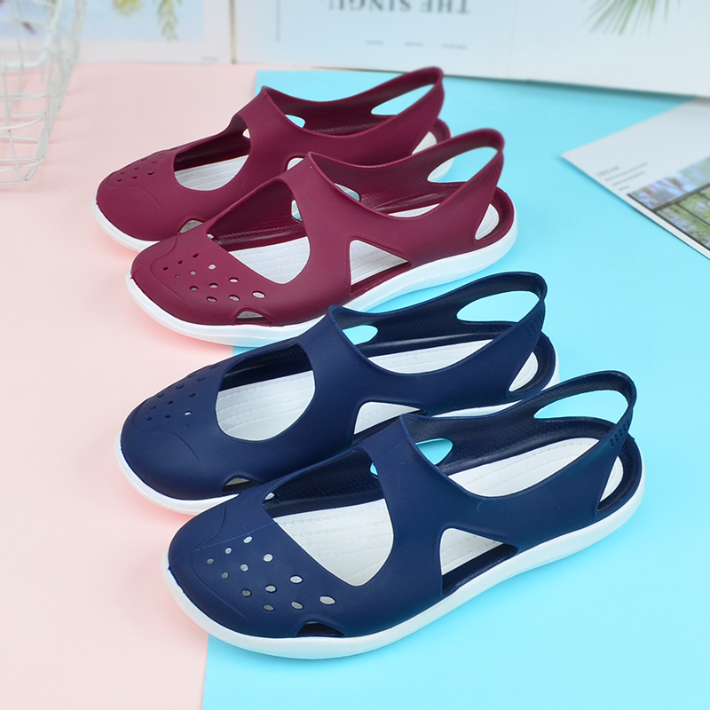 洞洞凉鞋女夏塑料包头平底海边