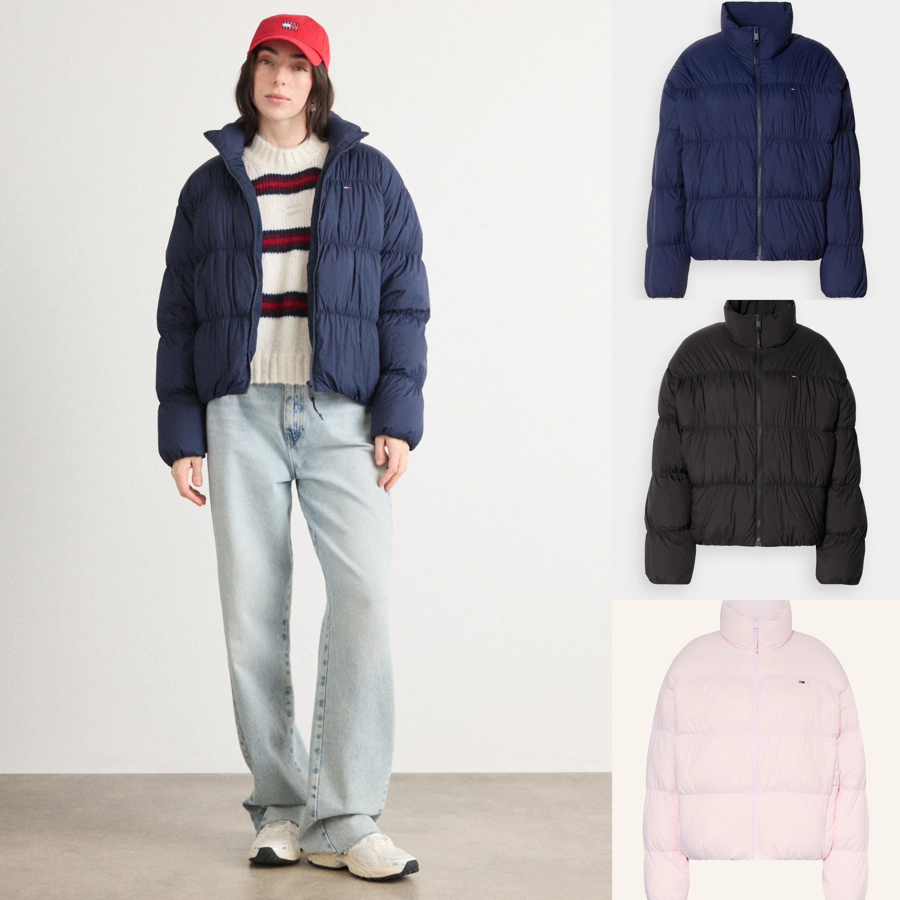 正品TOMMY HILFIGER汤米女90鸭绒美式泡泡花苞短款立领保暖羽绒服
