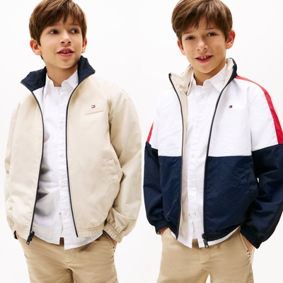 超可爱！正品TOMMY HILFIGER汤米中童两面穿防风防水徽标夹克外套