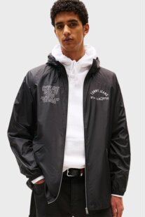 正品美版TOMMY HIFIGER春夏防水连帽印花中长款薄风衣外套皮肤衣