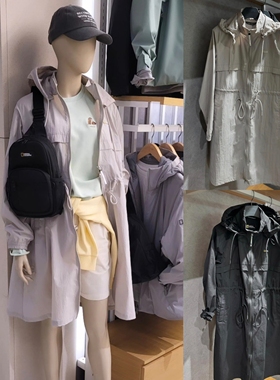 特价甩！正品韩国NG国家地理女可拆卸帽春夏梭织防晒皮肤衣风衣