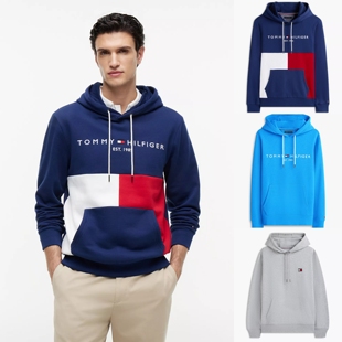 必入！TOMMY汤米秋冬26新款男女LOGO三原色串标加绒连帽卫衣