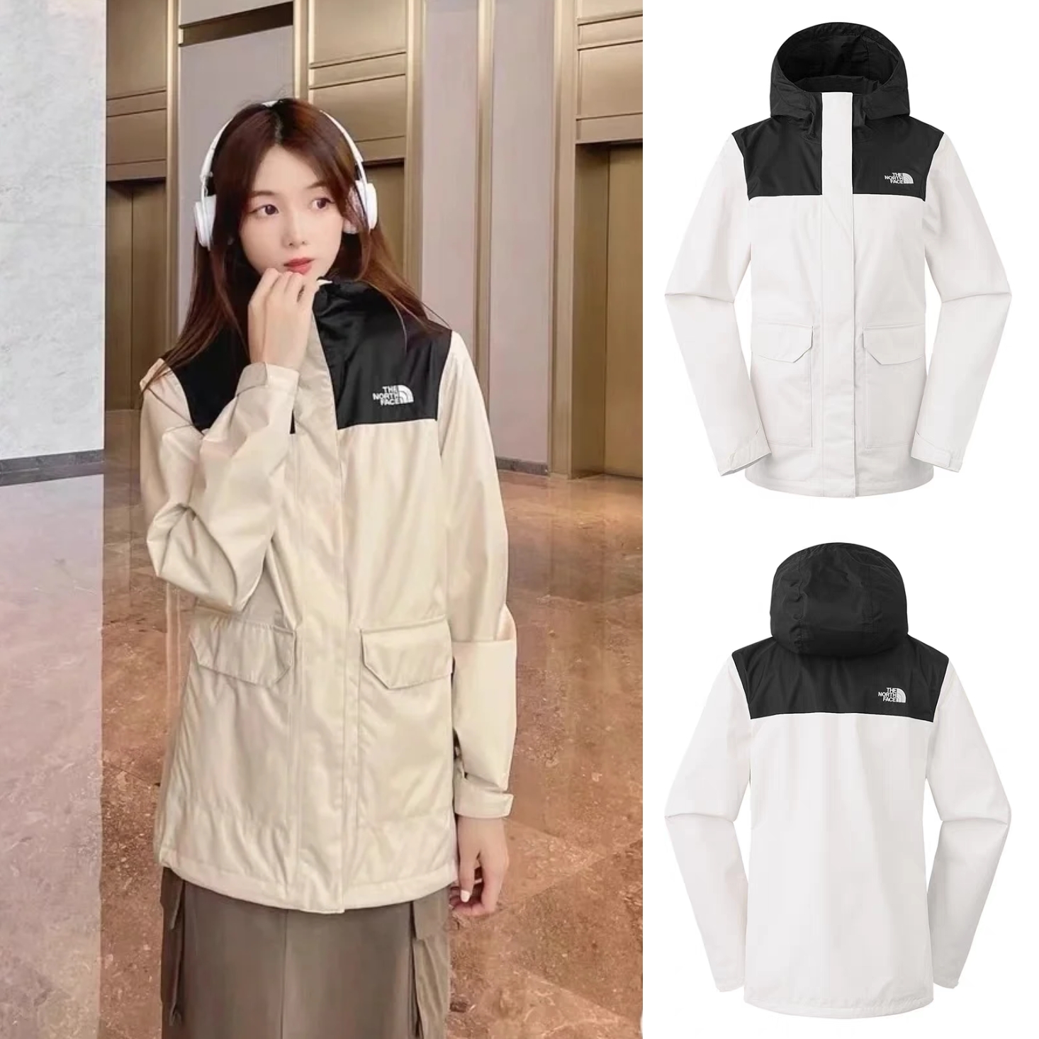 正品TheNorthFace/北面女防水透湿可配内胆连帽硬壳冲锋衣外套