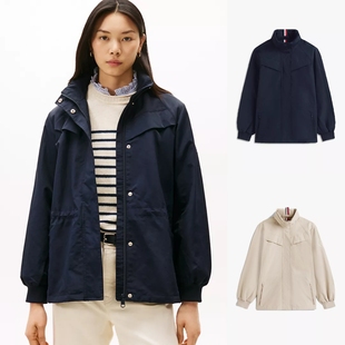 知性美！正品Tommy汤米25女春秋可收纳帽收腰风衣外套防风雨夹克