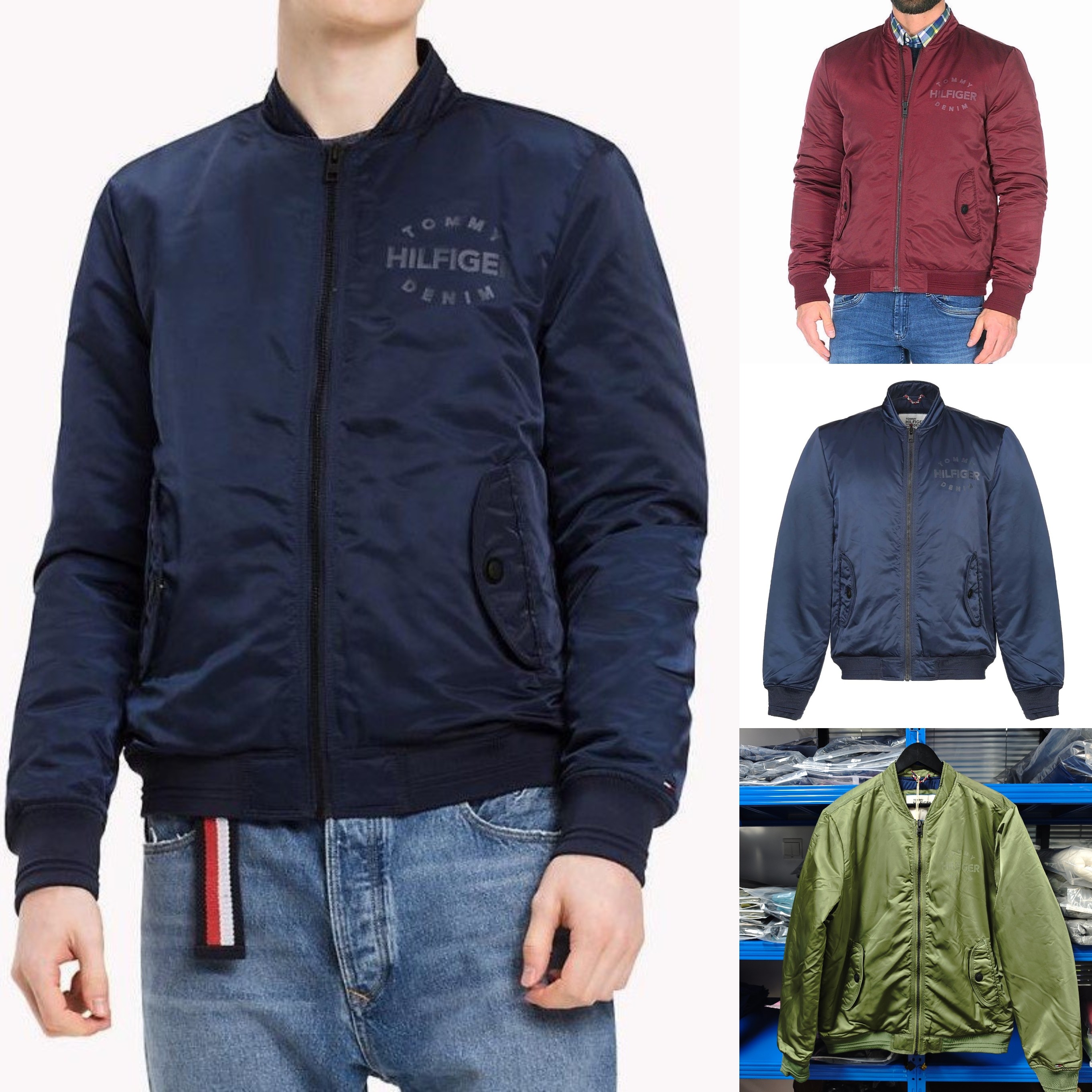 断码特价!正品TOMMY汤米缎面纯色印花尼龙飞行服夹克厚棉服外套