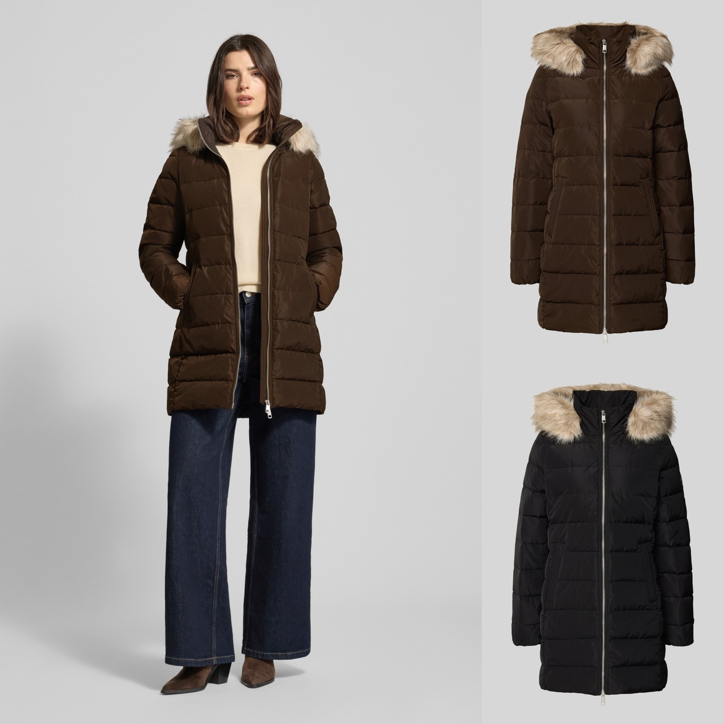 轻奢风!正品TOMMY HIFIGER 汤米26新款女修腰可拆卸毛领长羽绒服