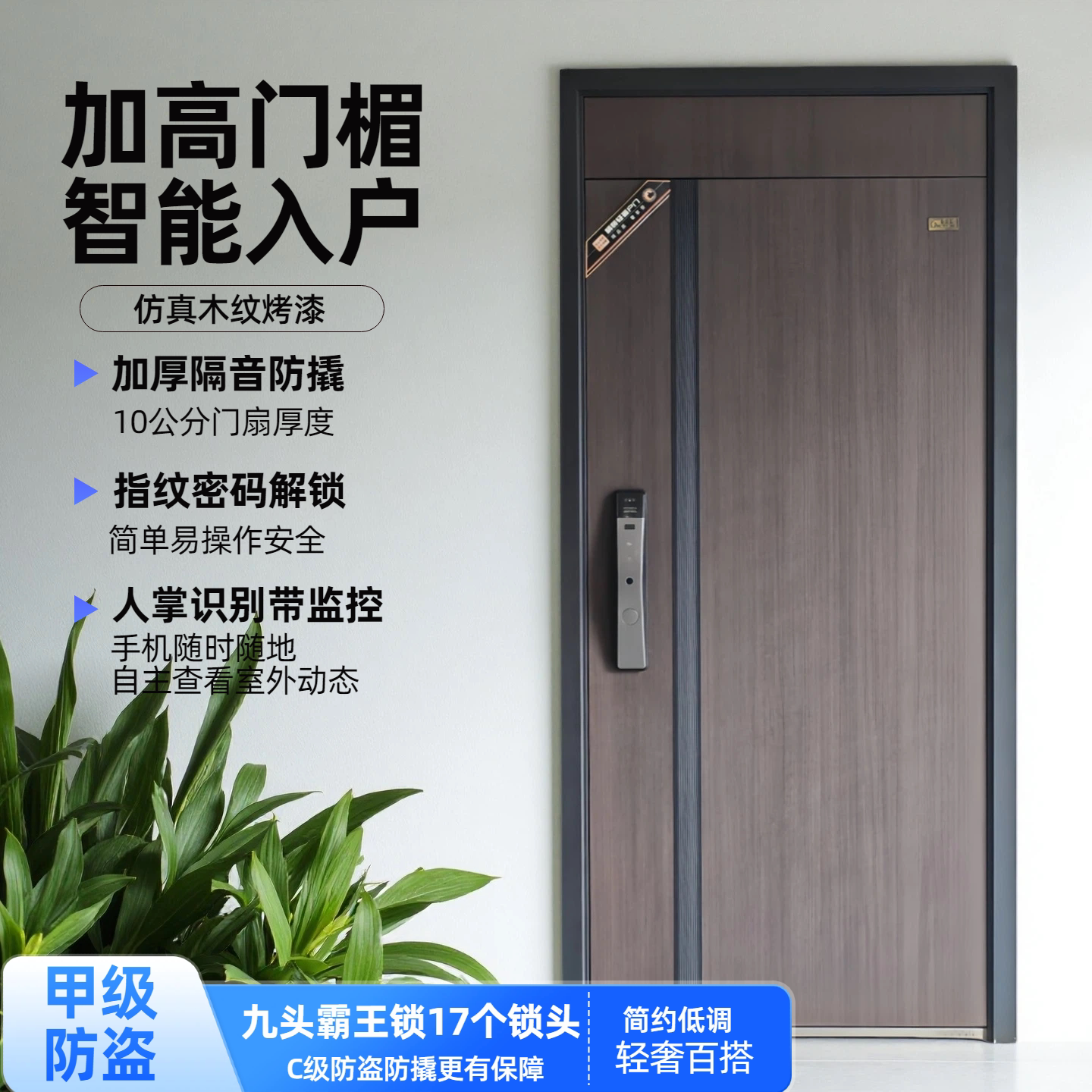 甲级入户门家用防盗门子母门进户门安全门智能锁入户门带监控大门