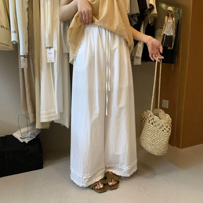 想象SAILORMOON 夏季韩系松弛感百搭抽绳松紧腰阔腿休闲裤女71550