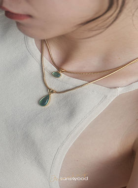 森林复古保色时髦金水滴天然ins项链秋冬毛衣链