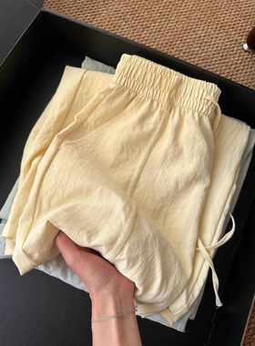 薄款巨舒服奶芙山本黄色速干阔腿裤女2026夏季新款高腰显瘦休闲裤