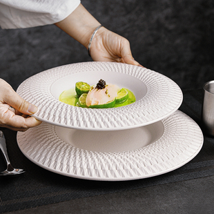 碗盘小众创意西餐盘浅盘厨房备菜盘汤盘平盘子高级感菜盘陶瓷家用