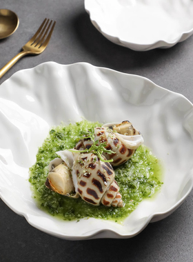 高颜值融合莱碗装菜碗白色陶瓷好看的碗水果碗异形碗餐盘酒店餐具