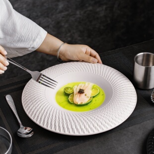 创意西餐盘浅盘厨房备菜盘汤盘平盘子高级感菜盘陶瓷家用碗盘小众