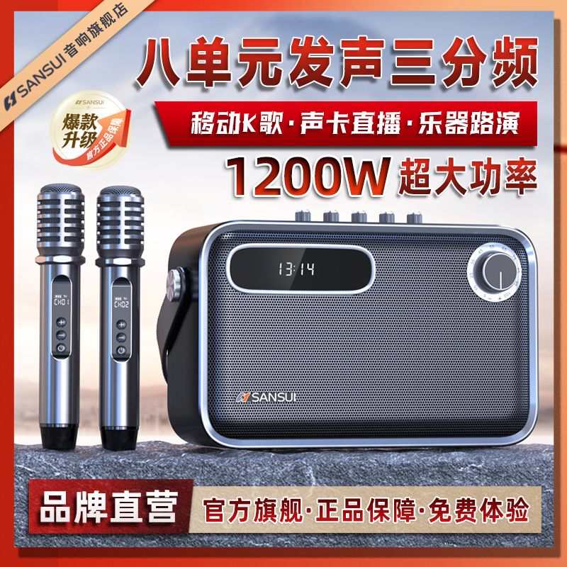 山水Z5广场舞户外k歌直播功放一体机便携移动K歌自带声卡K歌音响