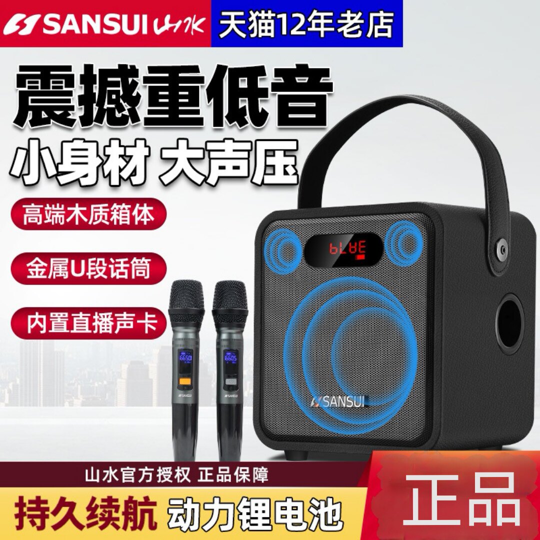 山水SS110升级版户外大功率广场舞K歌音箱声卡直播唱歌重低音音箱