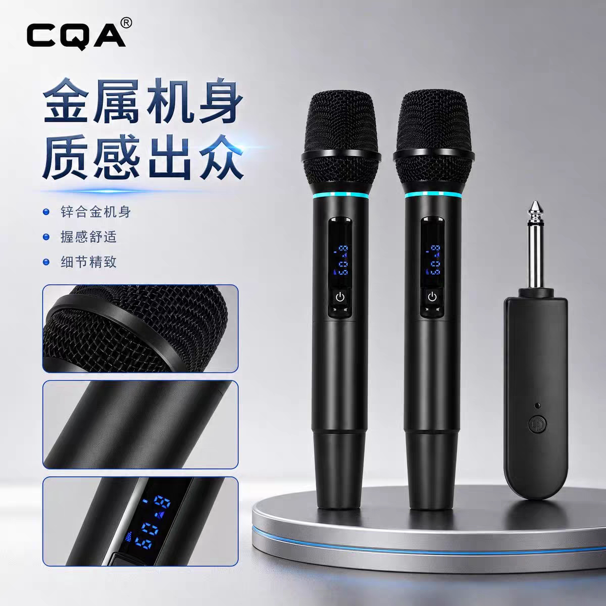 CQA正品无线话筒一拖二家用卡拉ok唱歌连接音响功放k歌专用麦克风图片