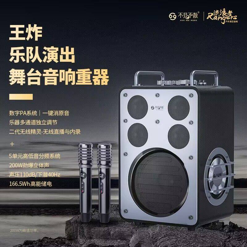 不见不散D8pro max广场舞蓝牙K歌音响户外演出乐器吉他音箱便携式
