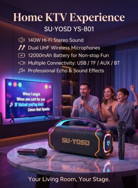 SU-YOSD外贸ys801家庭K歌神器露营聚会便携K歌音响140W大功率音箱