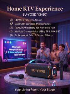 SU-YOSD外贸ys801家庭K歌神器露营聚会便携K歌音响140W大功率音箱