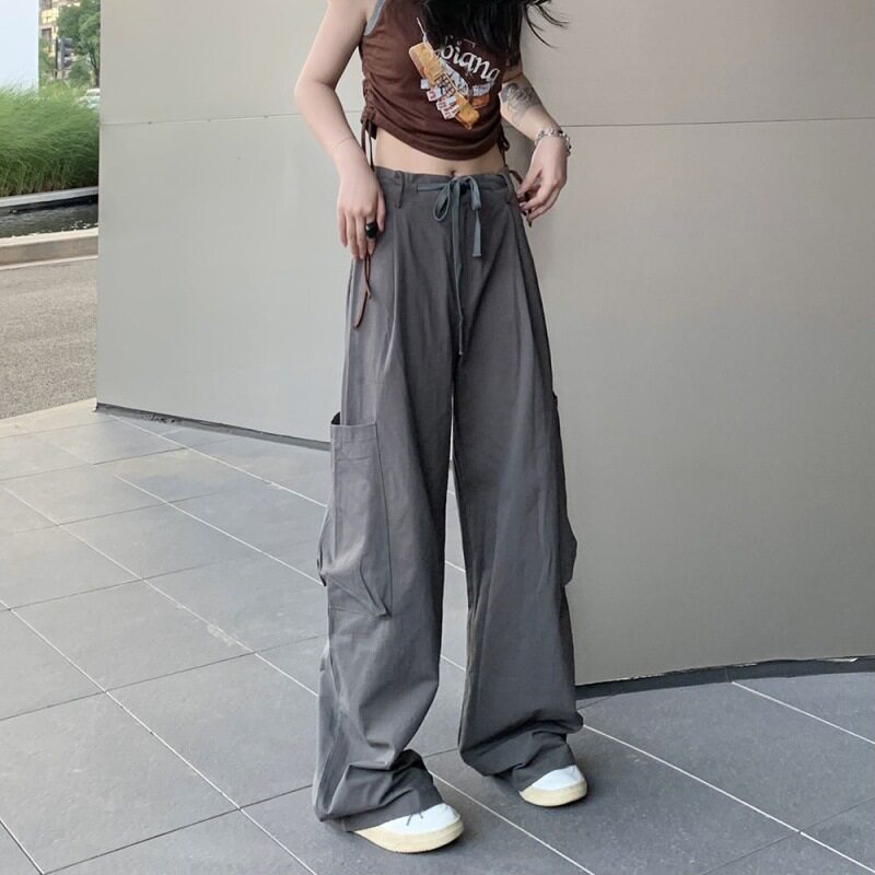 bf风街头裤子女工装裤休闲裤复古夏季直筒长裤高腰显瘦美式ins潮