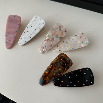 fever同款彩色水钻发夹侧边夹子高端刘海夹新款日韩前额三角发卡