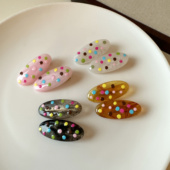 fever同款 彩色圆点发夹韩系鸭嘴夹头饰女侧边夹子刘海夹前额对夹