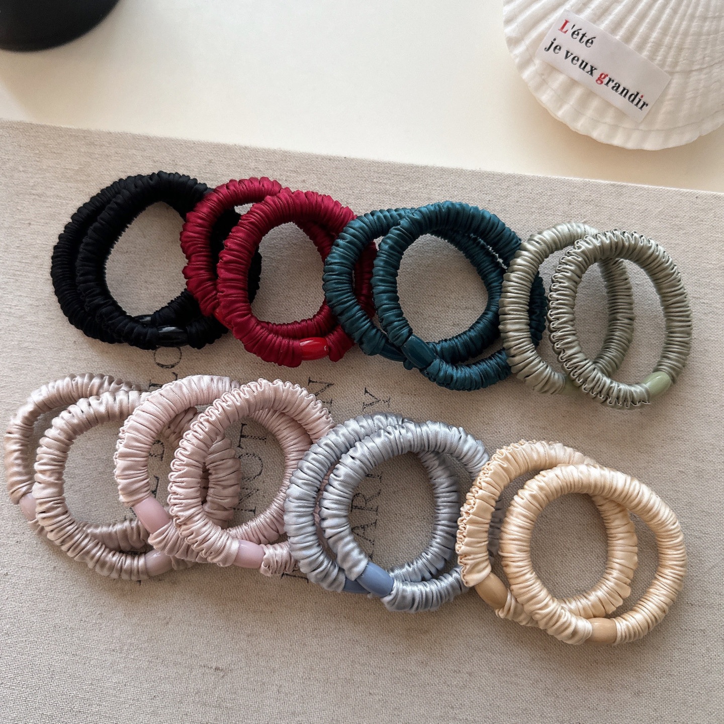 韩系新款高弹力缎面打底发圈基础款简约面膜小肠头绳高级感头绳