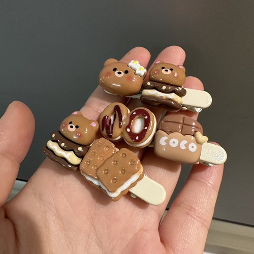 咖色系可爱趣味蛋糕小熊发夹