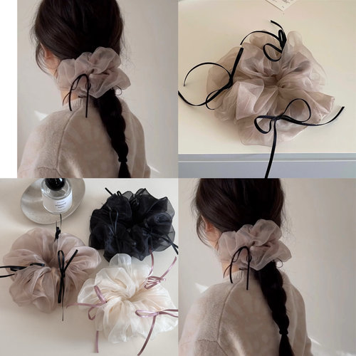 超韩芭蕾风网纱蝴蝶结大肠发圈