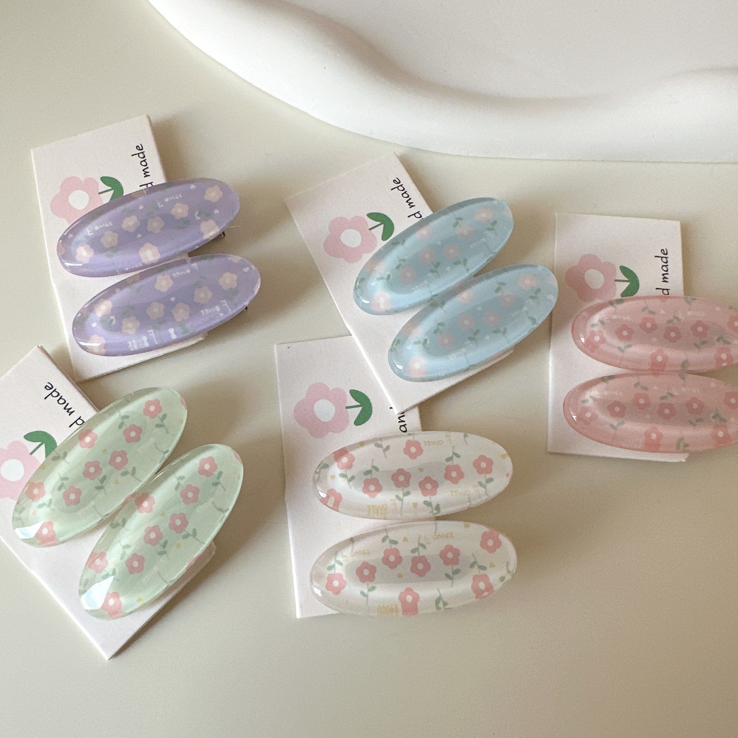 可爱甜美少女系小碎花边夹刘海夹椭圆小花发卡前额对夹小边夹卡子