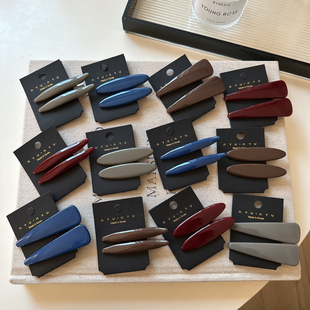 韩国同款秋冬配色咖色藏蓝色发夹刘海夹碎发边夹网红碎发夹发卡子