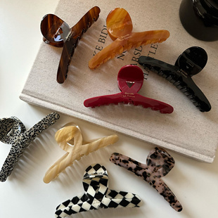 日韩新款 复古高级感大号鲨鱼夹发量多发抓发饰 醋酸抓夹时髦精法式