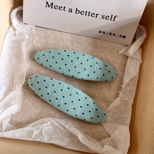 韩系布艺新款清新薄荷绿色波点掰掰夹头饰发饰女前额侧边夹刘海夹