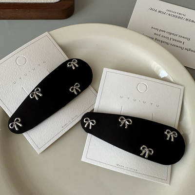 气质百搭黑色布艺蝴蝶结水滴BB夹刘海夹高级感发夹边夹新款发饰品