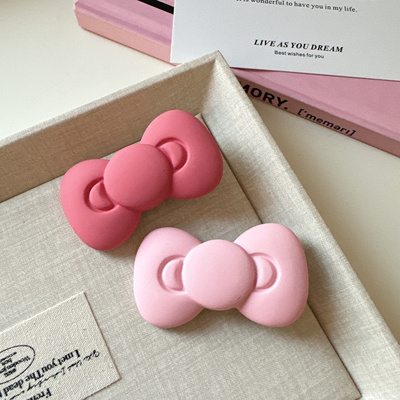 可爱粉红蝴蝶结发夹刘海夹甜酷少女风甜美碎发边夹发饰卡子发卡