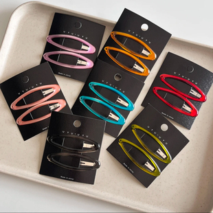 韩系新款 果冻滴油金属发夹刘海夹气质百搭复古好看侧边夹发卡卡子