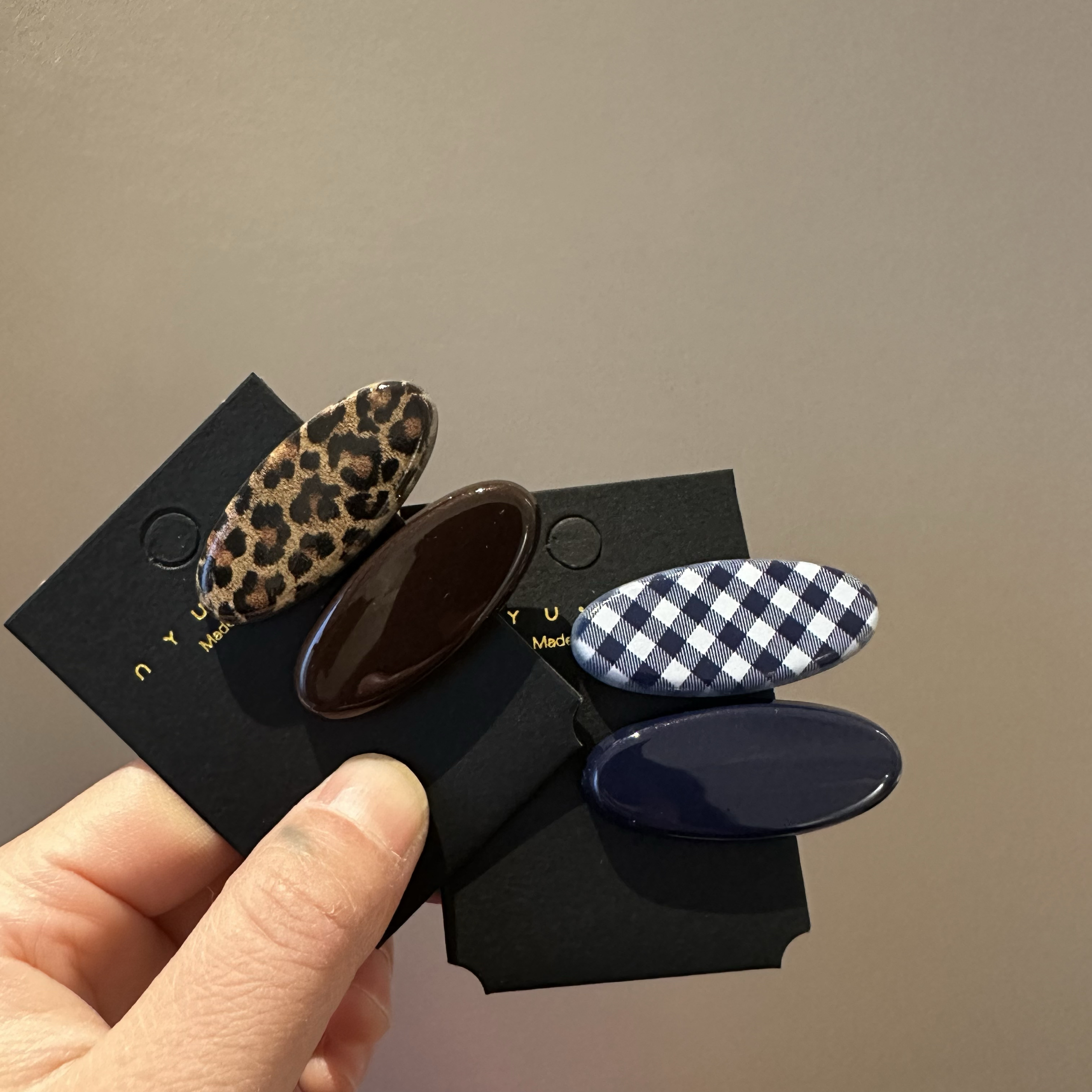 韩系新款豹纹格子椭圆小边夹刘海夹碎发边夹前额对夹头饰发卡夹子